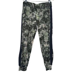 Prismsport Women’s Size L Green Black Snakeskin Print Tuxedo Stripe Jogger Pants